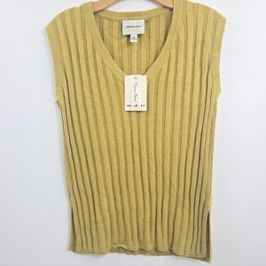 Industry Republic Sweater Tank Top Gold Ribbed Cotton